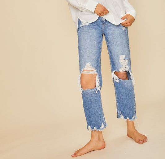 Falling For You High Rise Distressed Crop Jeans
