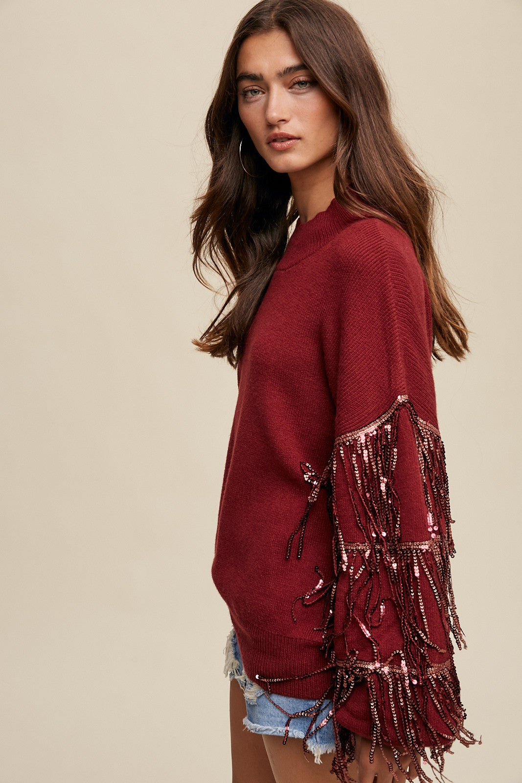 All Is Bright Fringe Sequin Sweater