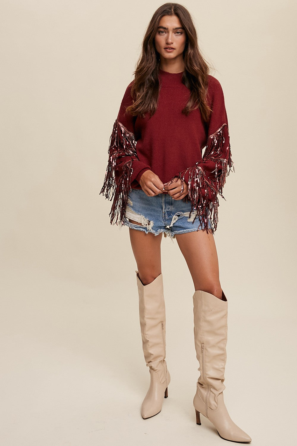 All Is Bright Fringe Sequin Sweater