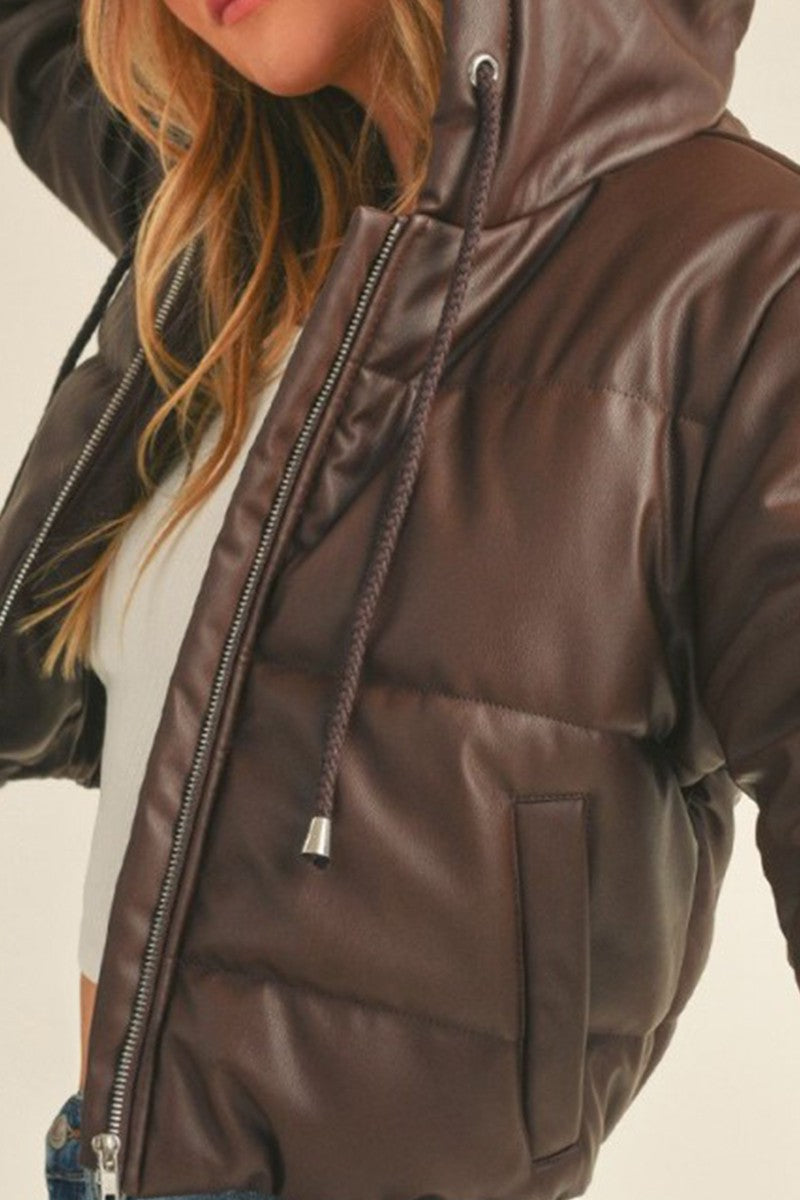 Olivia Faux Leather Puffer Jacket
